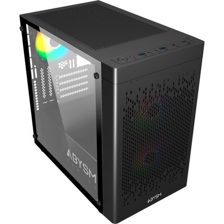 PC Tower Abysm Donau Inva MX202 Micro Tower Gehärtetes Glas USB-C Schwarz