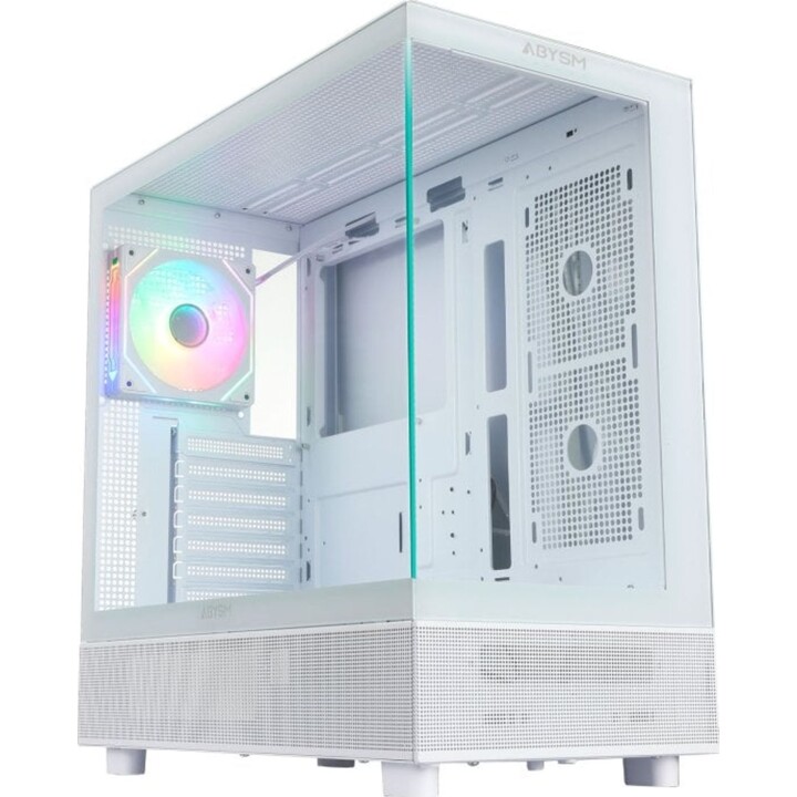 Abysm Gaming Danube Sava H400 Full Tower PC Tower com vidro temperado duplo e USB-C, branco