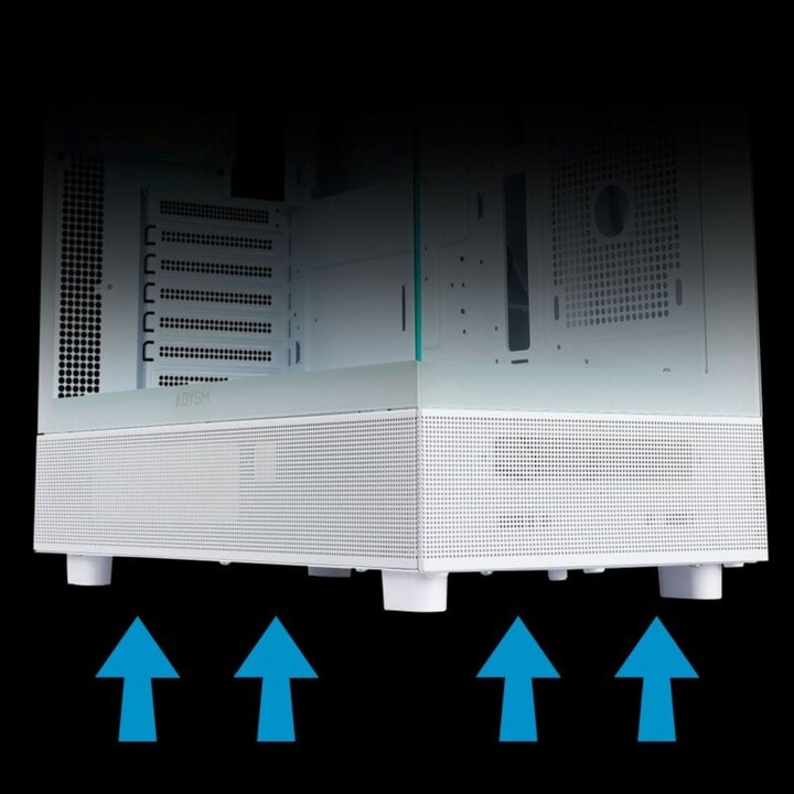 Abysm Gaming Danube Sava H400 Full Tower PC Tower com vidro temperado duplo e USB-C, branco