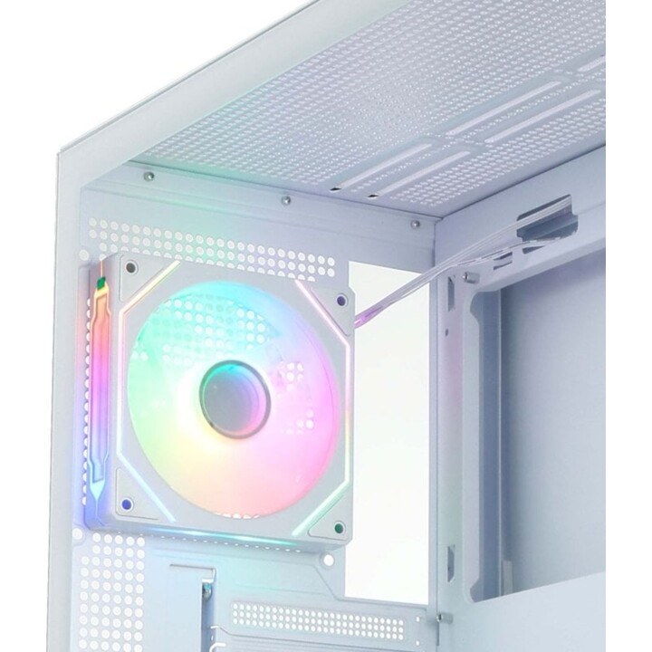 Abysm Gaming Danube Sava H400 Full Tower PC Tower com vidro temperado duplo e USB-C, branco