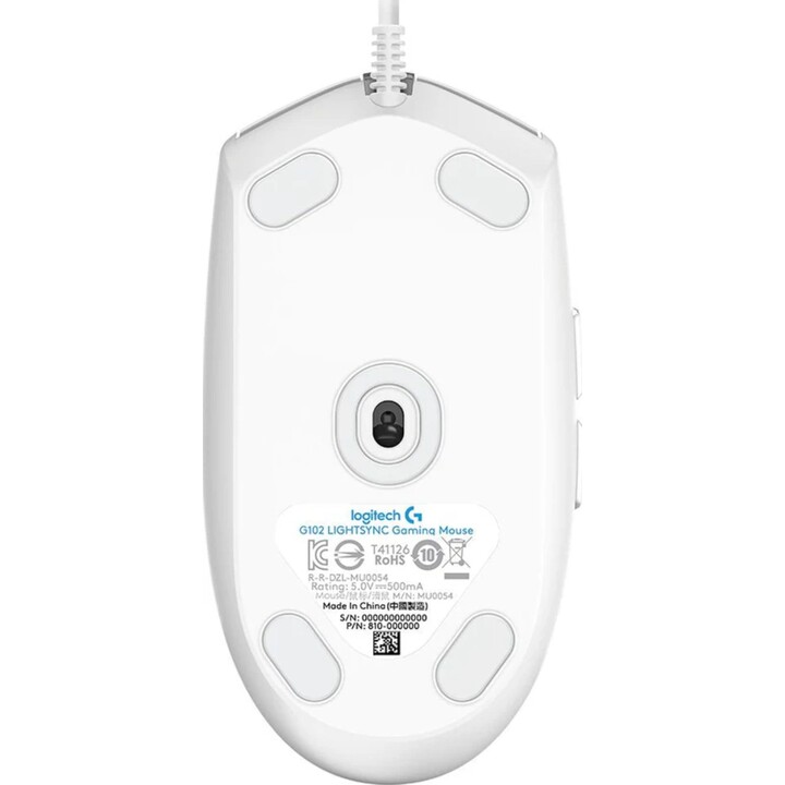 Logitech G102 Lightsync Gaming-Maus, bis zu 8000 DPI, Weiß