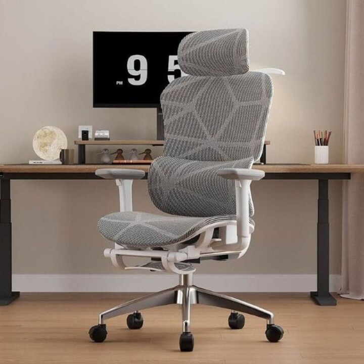 Powerbasic Chaise de Bureau Ergonomique Beja Grise