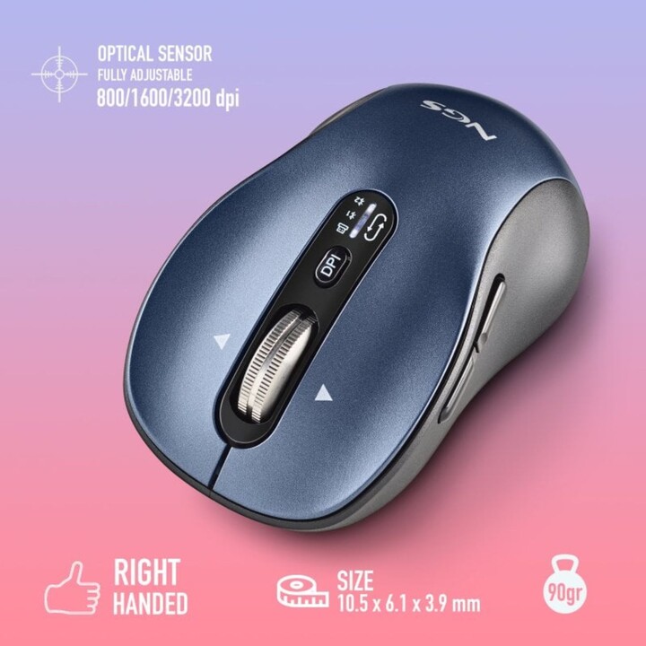 NGS INFINITY RB Wireless Bluetooth Multi-Device Mouse 3200 DPI Blue