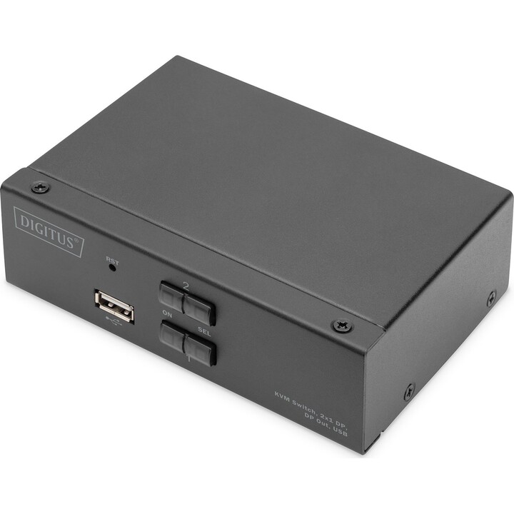 DIGITUS Displayport KVM Umschalter - 2-Port Einzel-Display