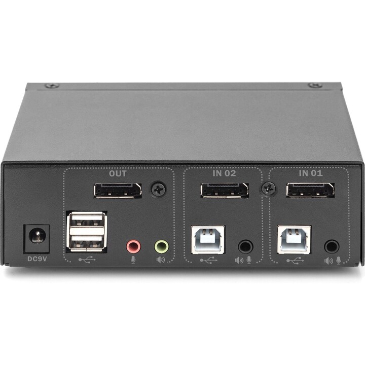 DIGITUS Displayport KVM Umschalter - 2-Port Einzel-Display