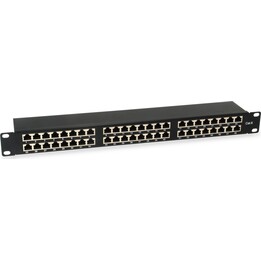 Equipar painel de ligação 48x RJ45 Cat6 19" FTP 1U ISO/IEC preto