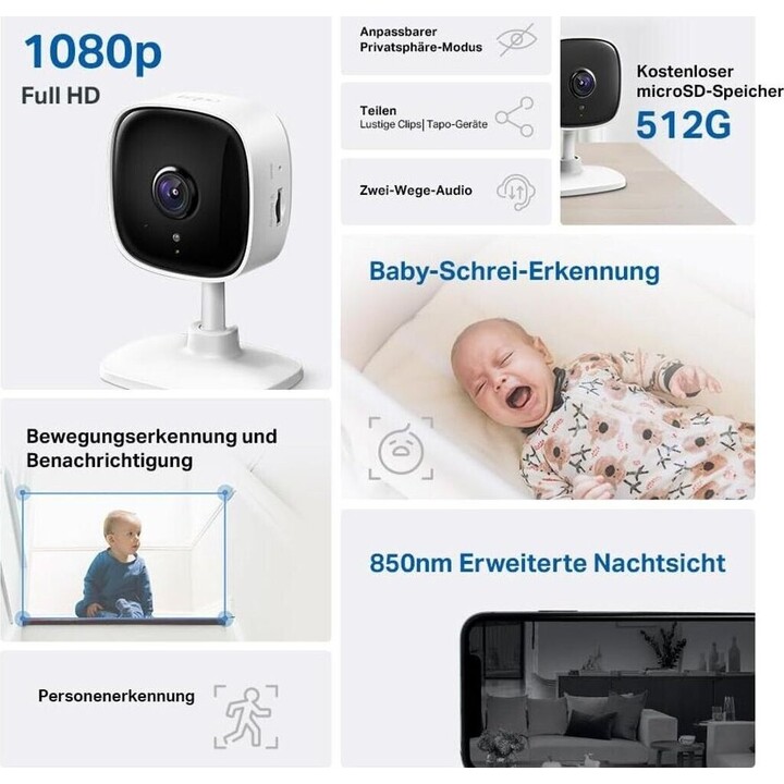 TP-Link Tapo C100 Câmara IP doméstica FHD WiFi Dia/Noite Branca