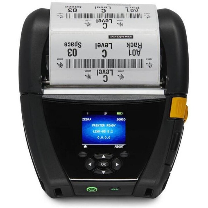 Impressora de etiquetas RFID móvel térmica direta de 4 polegadas e 203 dpi Zebra ZQ630 Plus