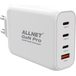 Z ALLNET Ersatznetzteil QC USB-C PD GaN Netzteil 130 Watt 1x USB Typ-A QC 3x USB Typ-C **EU PLUG**