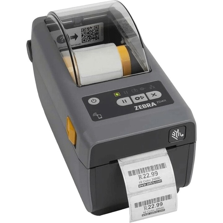Impressora de etiquetas de secretária USB Ethernet térmica direta de 2 polegadas e 203 dpi Zebra ZD411