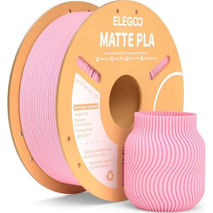 ELEGOO PLA MATTE Pink for FDM 3D Printers - 1.75mm Filament 1kg Spool