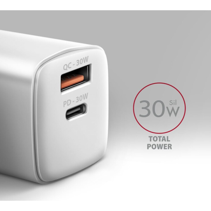 CARGADOR MÓVIL PARED USB 30W/2 PUERTOS BLANCO ACU-PQ30W AXAGON