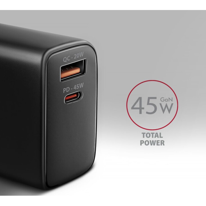 CARGADOR MÓVIL PARED USB 45W/GAN 2 PUERTOS ACU-PQ45 AXAGON