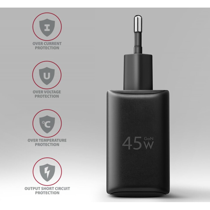 CARICABATTERIE MOBILE DA PARETE USB 45W/GAN 2PORTE ACU-PQ45 AXAGON
