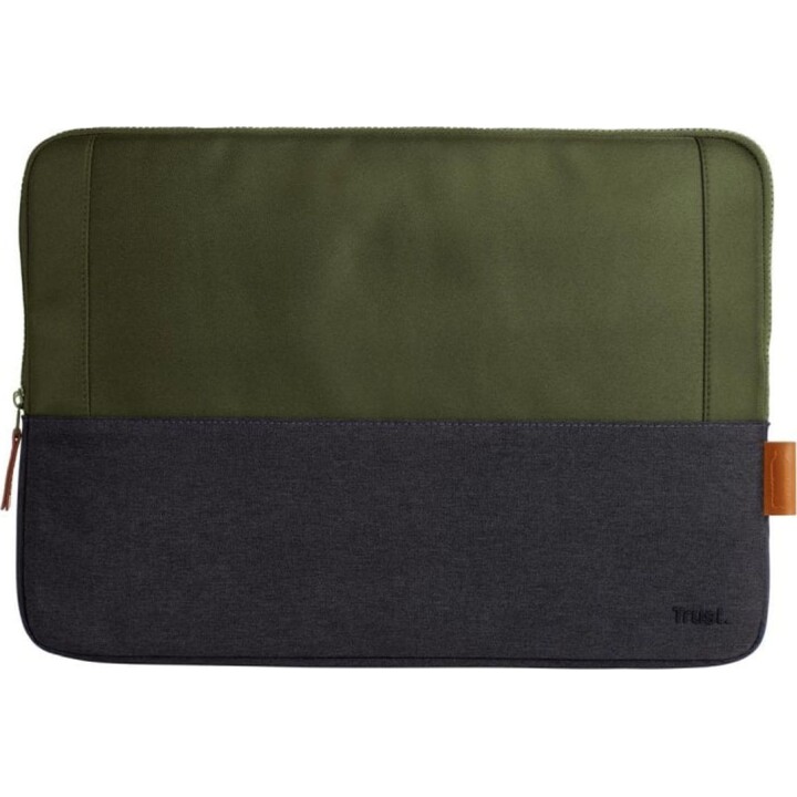 Funda portátil Trust Lisboa hasta 16" tejido reciclado acolchado impermeable verde elegante