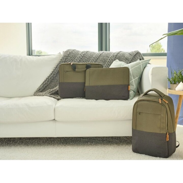 Funda portátil Trust Lisboa hasta 16" tejido reciclado acolchado impermeable verde elegante