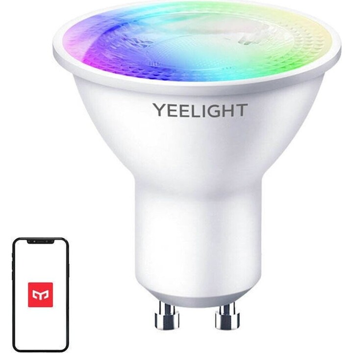 Bombilla Inteligente Yeelight Smart Bulb W1 (Dimmable)/ Casquillo GU10/ 4.8W/ 350 Lúmenes/ 2700K-6500K/ Pack de 4 uds