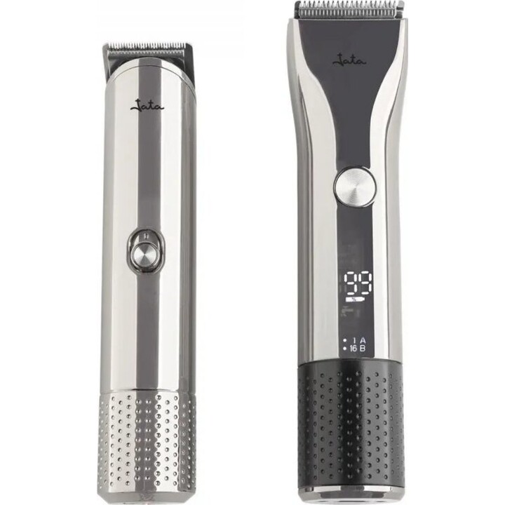 Jata cortapelos y moldeador de líneas kit 2pcs recargable. plata-negro. jbse2102