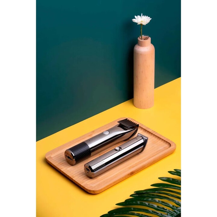 Jata hair clipper and line shapper kit 2pcs rechargable. silver-black. jbse2102