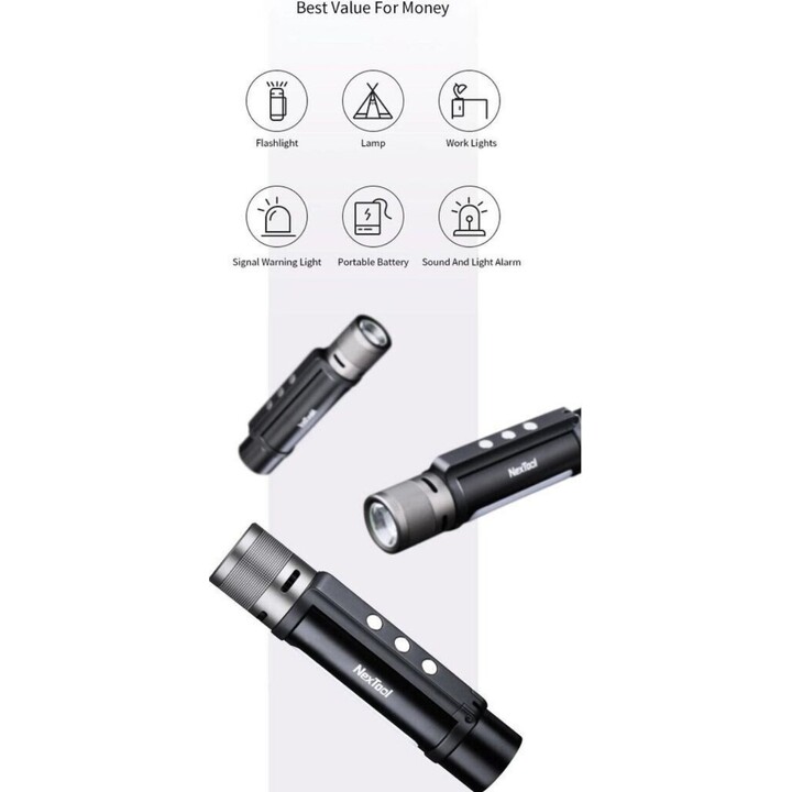 NexTool Thunder 1000lm Linterna Táctica LED Recargable, Negro