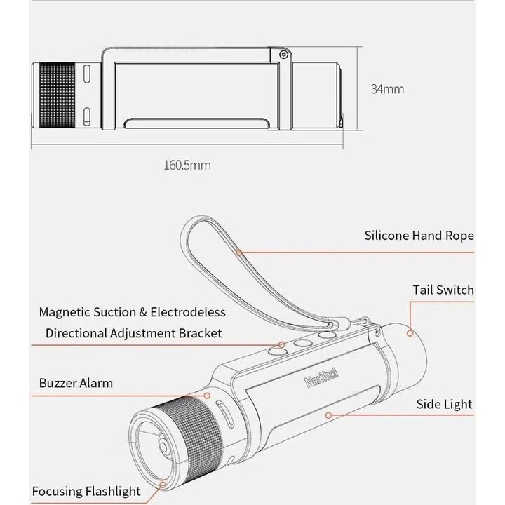 NexTool Thunder 1000lm Rechargeable LED Tactical Flashlight, Black