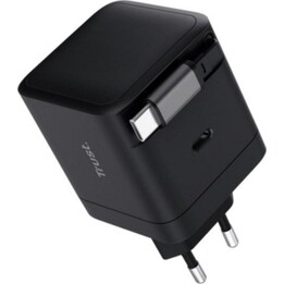 Trust Maxo Chargeur USB-C Rétractable PD 65W 0,67m Câble Noir