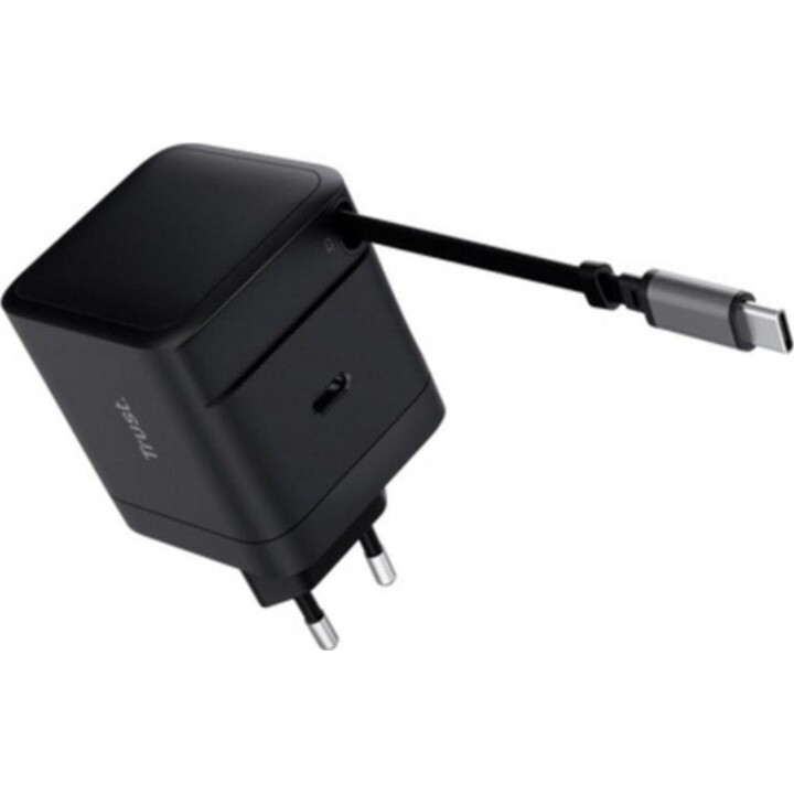 Trust Maxo Retractable USB-C Charger PD 65W 0,67m Kabel Schwarz