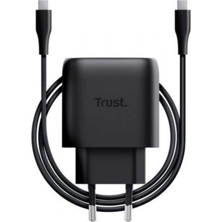 Cargador Trust Maxo GaN 45W USB-C con cable de 2 m, compatible con Samsung