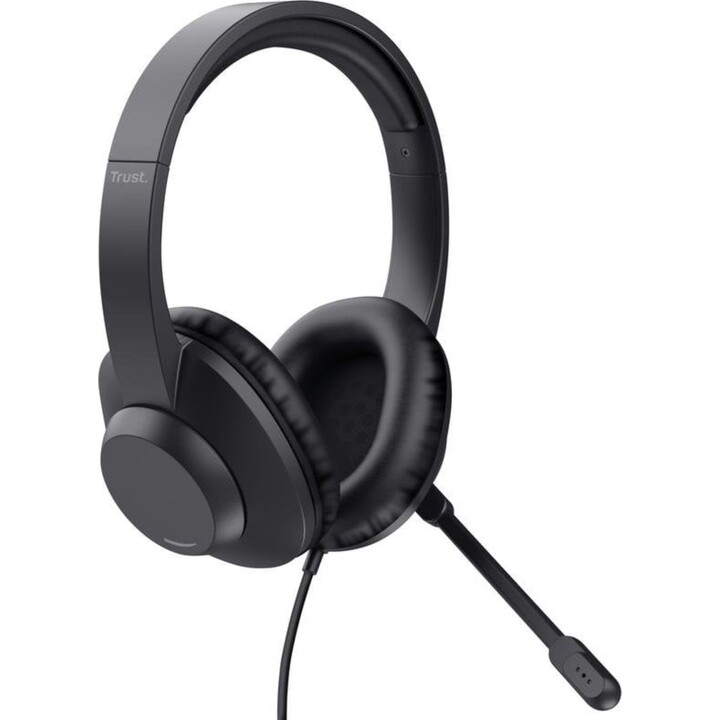Cuffie da ufficio Trust Ayda Max con cavo USB-C/A e microfono - Nero