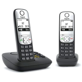 Gigaset A690A Duo DECT analogique sans fil Mains libres, base, rappel Noir