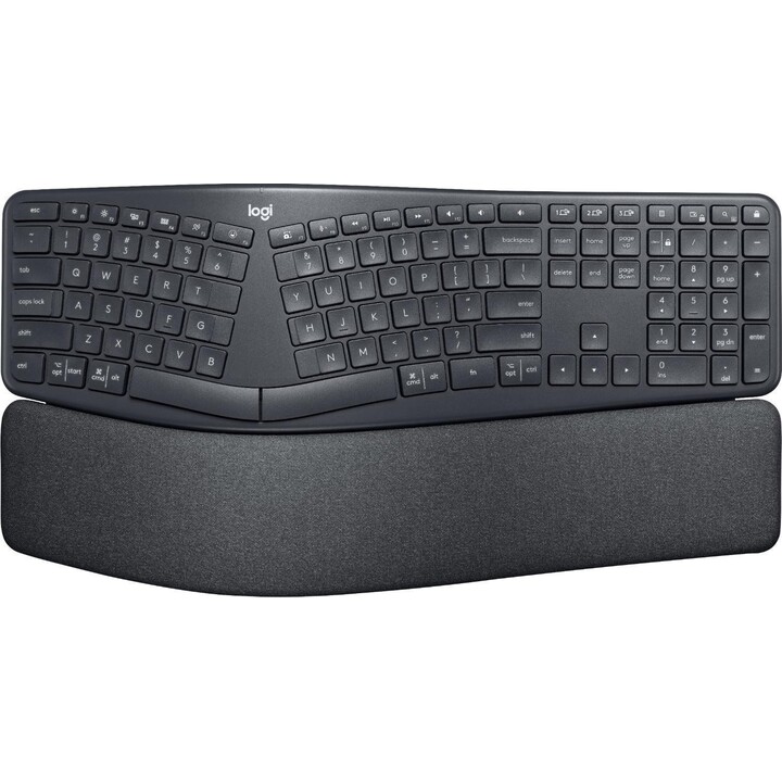 Logitech ERGO K860 920010350 Split Ergonomic Wireless Keyboard Integrated Numpad Wrist Rest Logi Bolt Bluetooth MultiOS Compatib