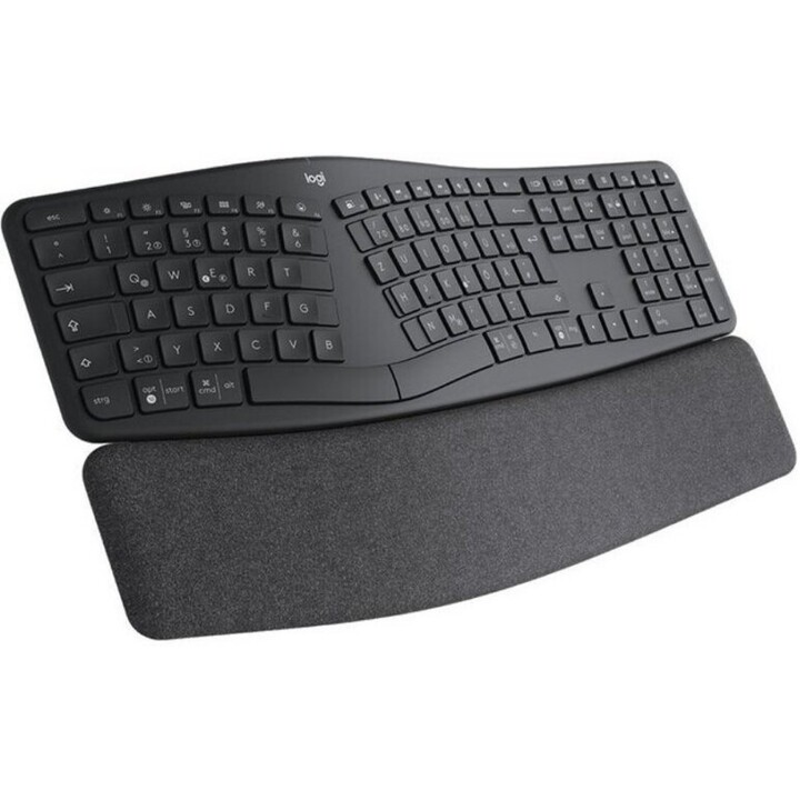 Logitech ERGO K860 920010350 Split Ergonomic Wireless Keyboard Integrated Numpad Wrist Rest Logi Bolt Bluetooth MultiOS Compatib