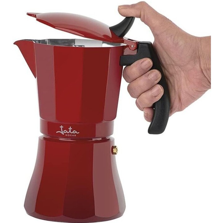 Jata italienische Kaffeemaschine Induktion bereit Aluminium Körper 6Tassen rot hcaf2006