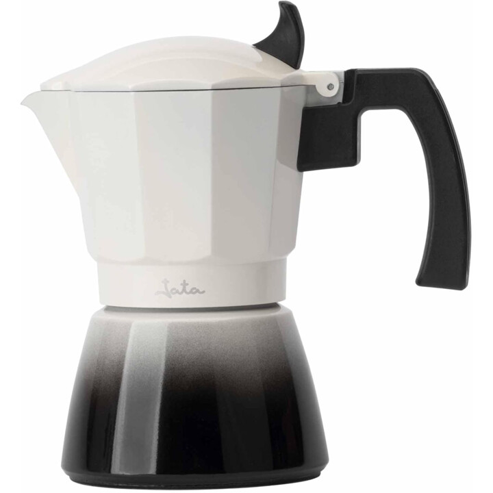 Jata cafetière italienne bistrea induction corps en aluminium 9 tasses blanc-noir hcaf2409