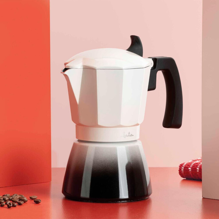 Jata caffettiera italiana bistrea a induzione corpo in alluminio 9 tazze bianco-nero hcaf2409