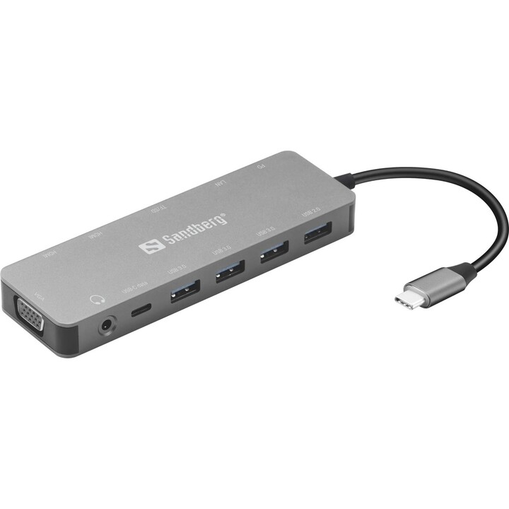 Base de viaje Sandberg 136-45 USB-C 13 en 1 PD de 100 W
