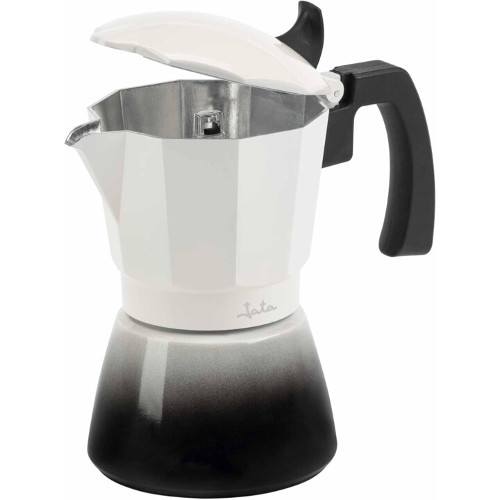Jata caffettiera italiana bistrea ad induzione corpo in alluminio 6 tazze bianco-nero hcaf2406