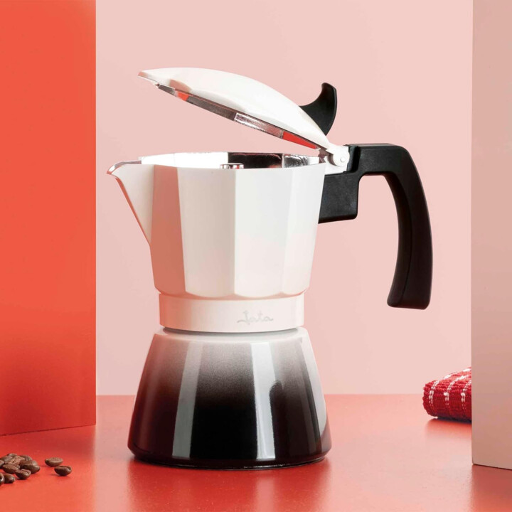 Jata cafetière italienne bistrea induction corps en aluminium 6 tasses blanc-noir hcaf2406
