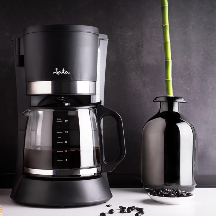 Jata CA290 Caffettiera a goccia per 2-12 tazze, 680 W, caraffa in vetro con coperchio, sistema antigoccia, filtro permanente, sp