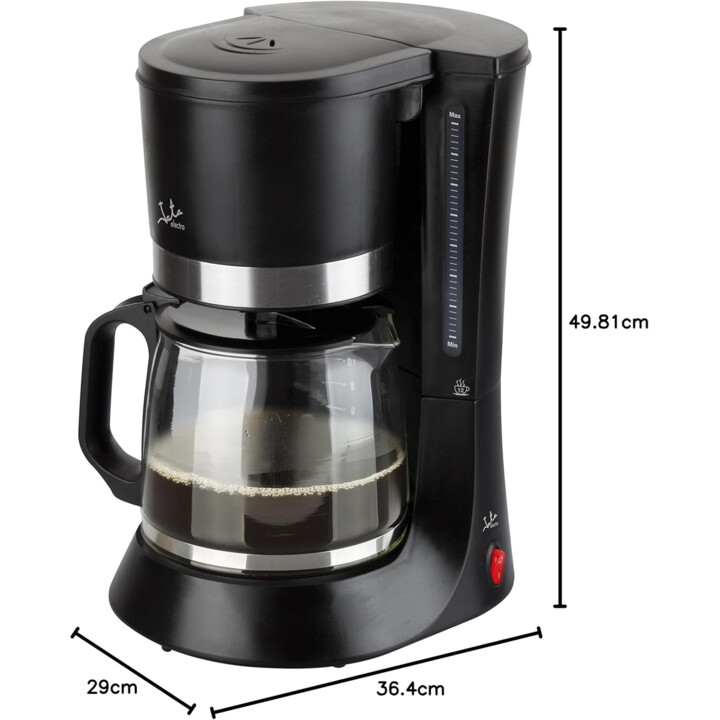 Jata CA290 Caffettiera a goccia per 2-12 tazze, 680 W, caraffa in vetro con coperchio, sistema antigoccia, filtro permanente, sp