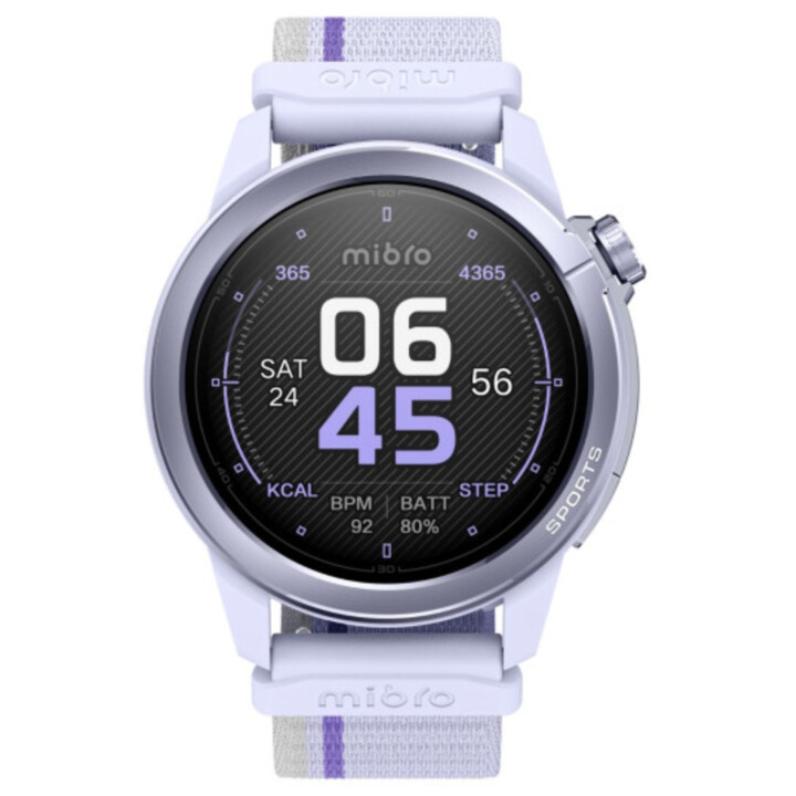 Mibro GS Active 2 Smartwatch, Padel-Statistik, GPS, 5ATM, 1.32" AMOLED Display, 20-Tage-Automatik, fliederfarben