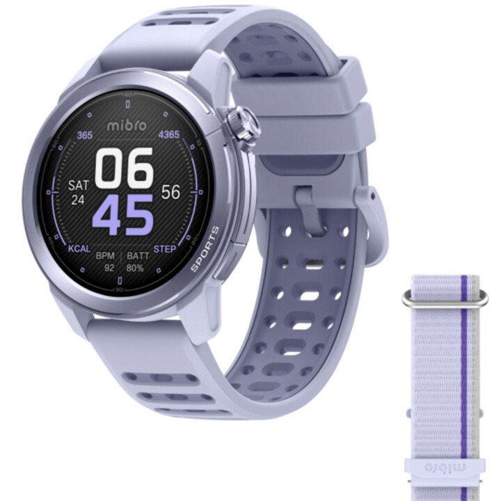 Mibro GS Active 2 Smartwatch, Padel-Statistik, GPS, 5ATM, 1.32" AMOLED Display, 20-Tage-Automatik, fliederfarben