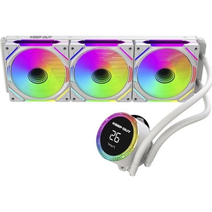 Kit refrigeración Líquida Keep Out XWC-360PRO Blanco 3 Ventiladores ARGB 360mm Display CPU