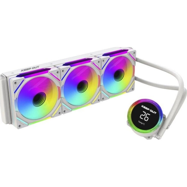 Kit refrigeración Líquida Keep Out XWC-360PRO Blanco 3 Ventiladores ARGB 360mm Display CPU