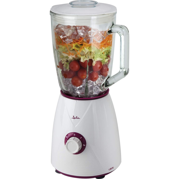 Miscelatore a bicchiere Jata 1,5l brocca di vetro 2 velocità + impulso 1300w argento bt265