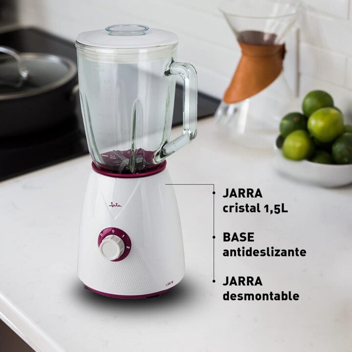 Jata Glasmixer 1,5l Glaskrug 2 Geschwindigkeiten + Puls 1300w silber bt265