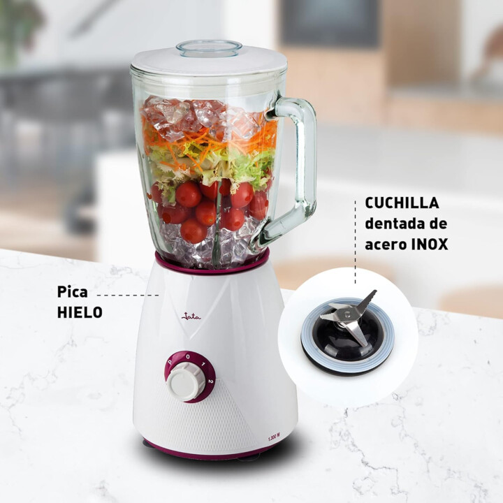 Jata Glasmixer 1,5l Glaskrug 2 Geschwindigkeiten + Puls 1300w silber bt265