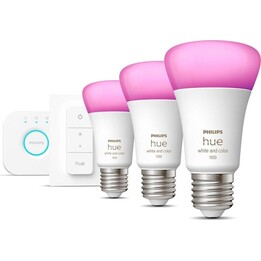 Philips Hue Smart Led Bulb Kit + Dimmer + Bridge/ E27 socket/ 9W/ 1100 Lumens/ 2000K-6500K/ 3 unidades