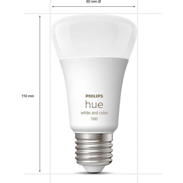 Kit lampadine Philips Hue Smart Led + Dimmer + Bridge/ Attacco E27/ 9W/ 1100 Lumen/ 2000K-6500K/ 3 unità