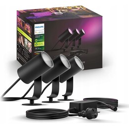 Philips Hue Lily 3 faretti LED intelligenti per esterni (IP44), luce LED bianca e luci colorate, nero